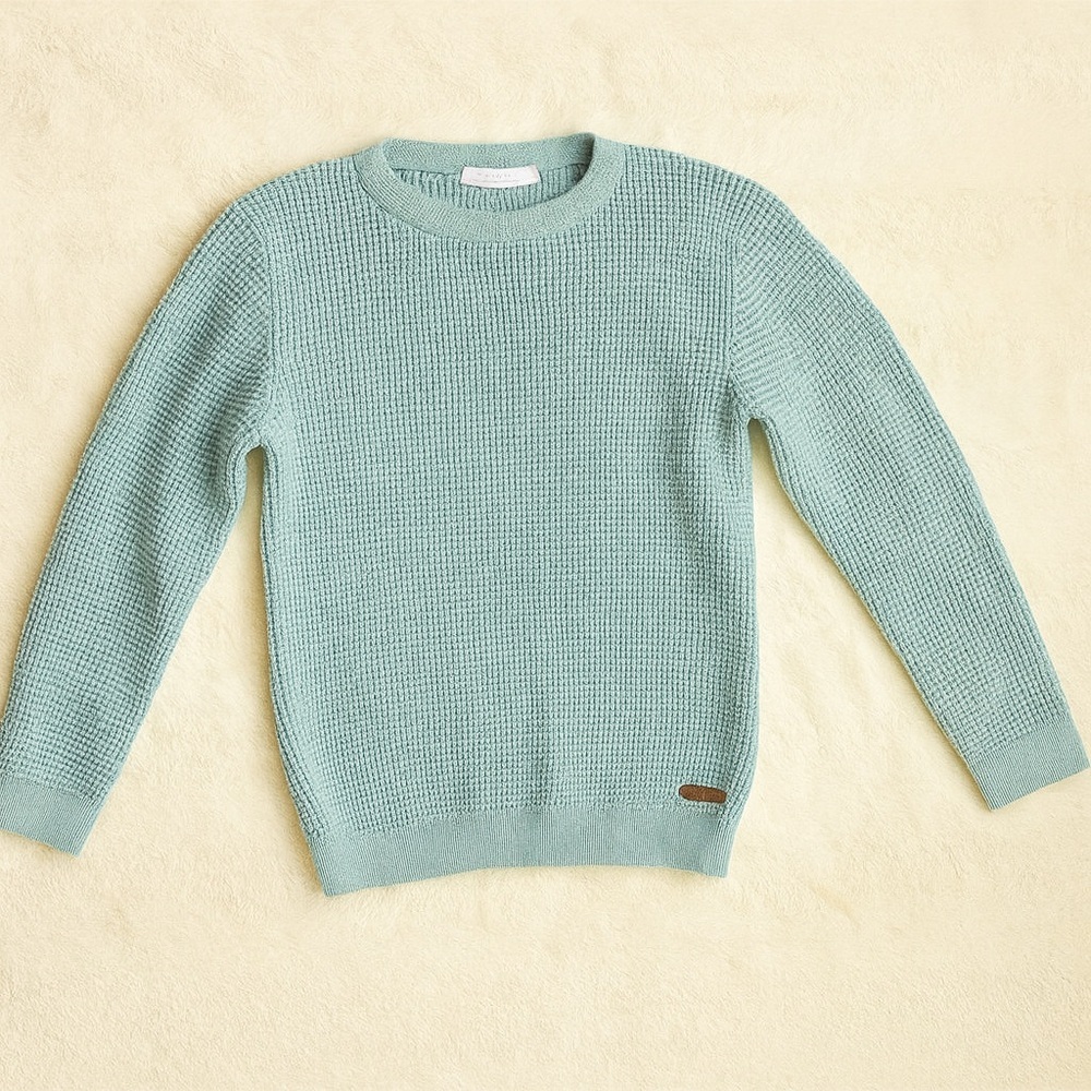 H&M Light Blue/green Waffle Knit Sweater size 8-10 years Canadian